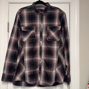 Regular Fit! Red/Grey Plaid I.N.C. long sleeve dress shirt, Size XL! Like New!!